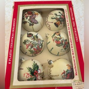 Very Vintage Max Eckhart & sons plastic Christmas ornaments. Set of 6. I…